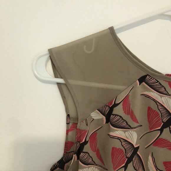 APT. 9 Taupe Pink Black Bird Animal Print Sleeveless Button Back Tank Blouse XS - Picture 8 of 14